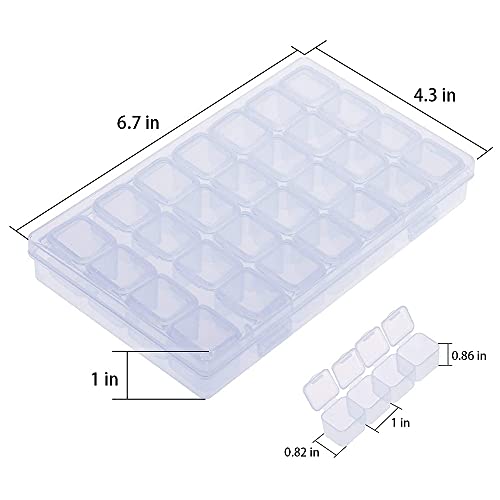 Image of FOME Diamond Embroidery Box, 6 Pack Clear Diamond Painting Storage Box Containers Each with 28 Mini Compartments Grids Mosaic Kits Accessories Storage Box and Cross Stitch Tools for DIY Art Craft