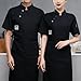 Black Chef Coat Women/Men Unisex Short Sleeve Comfortable Button Closure Chefs Jacket Chef Work Uniform for Kitchen Restaurant Hotel Unisex Clothing Cooking Aprons Camisas De Chefs para Mujer