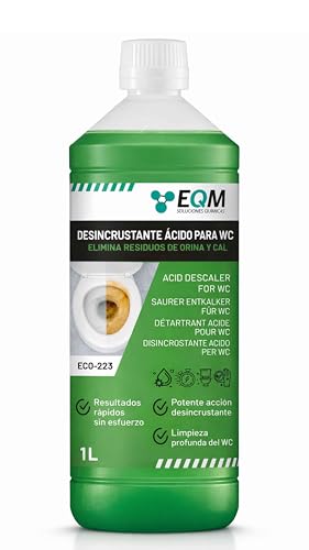 EQM Desincrustante Ácido para WC 1L - Limpia Sarro, Cal y Óxido - Eliminador Extra Fuerte de Incrustaciones - Sanitarios e Inodoros - Fórmula Ácida de Alta Potencia