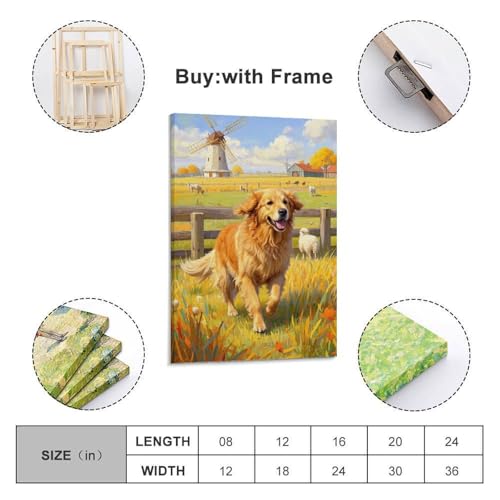Tableau Golden Retriever Impression sur Toile Premium 50x75 cm pour Décoration Murale Chic