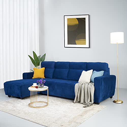 Image of Wakefit Sofa Set | 3 Year Warranty | Sofa 3 Seater, 3 Seater Sofa for Living Room, Wooden Sofa Set, 3 Seater + Left Aligned, Sofa for Living Room - Belize(Fabric-Velvet : Blue)
