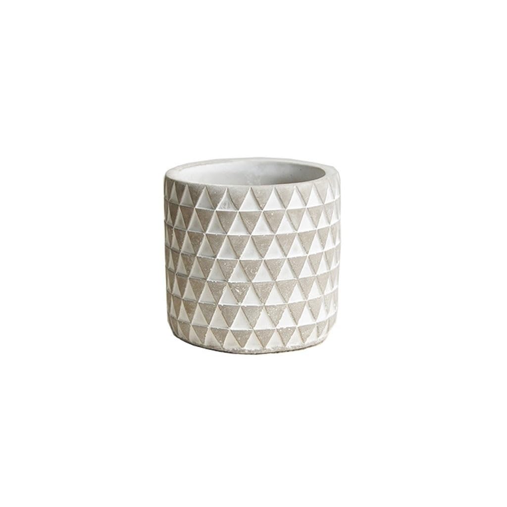 Gelasige B Flower Pots Embossed Triangle Pattern Cement Flowerpot Modern Succulent Plant Green Planting Pot Design Flower Vessel Outdoor Flower Pots(B)