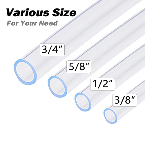 Davco 3/4" Id - 5 Ft Clear Vinyl Tubing, Low Pressure Flexible Pvc Tube, Heavy Duty Uv Chemical Resistant Lightweight Plastic Vinyl Hose, Bpa Free And Non Toxic, With 2 Stainless Clamps #TOP4