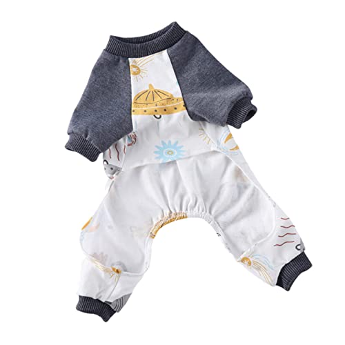 ペットパジャマ 犬用冷却マット 犬のグルーミングキット 犬のぬいぐるみ ペット用品 おもちゃ 繁殖 印刷された犬の服 暖かい犬のパジャマ 室内犬パジャマ 暖かい犬服 ポリエステル OUNONA