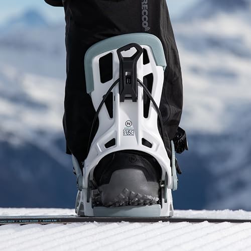 Nidecker Flow Fuse Snowboard Bindings – White – Speed-Entry Fusion PowerStrap & Glass-Filled Nylon Baseplate – Size L - Thumbnail 4