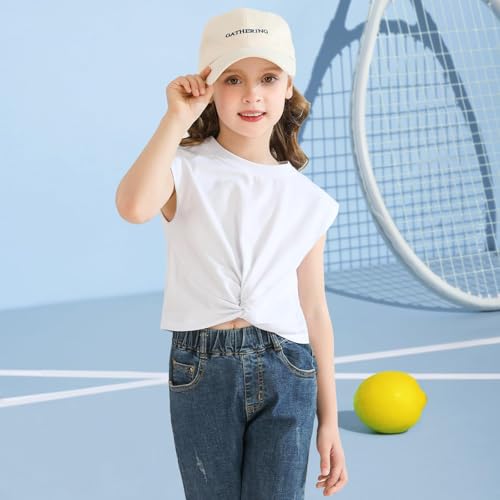 Image of Girls Twist Front Tunic T-Shirt Cute Short Sleeve Tees Summer Blouse for Girls 5-14 Years White