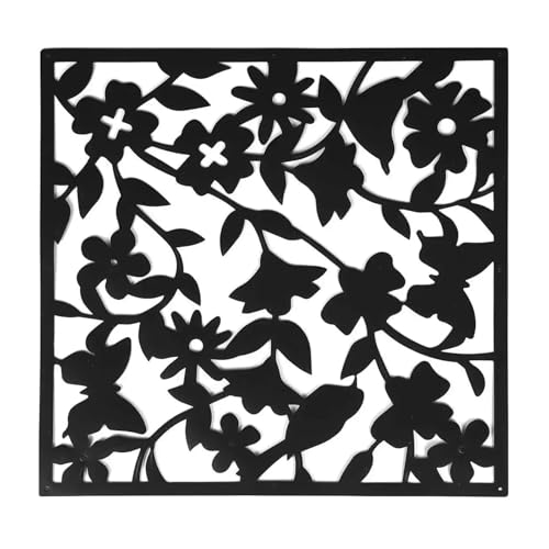 Rideaux suspendus pour salon et chambre : lot de 12 panneaux oiseaux et fleurs noirs