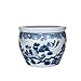 Creative Co-Op Hand-Painted Stoneware Planter, Blue and White