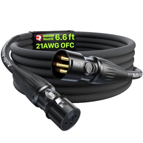 AA AUDIO ACCESSORY XLR Cables 6.6ft, 21AWG OFC Dual Shielded Mic Cord