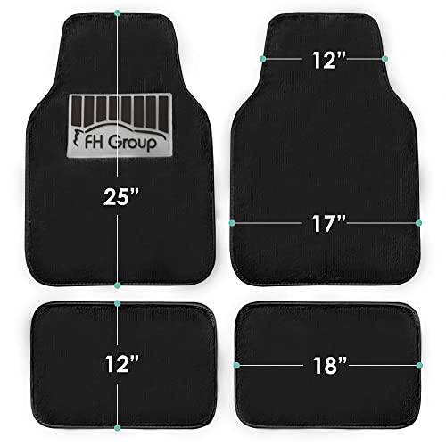 Image of FH Group Universal Fit Full Set Doe16 Faux Rabbit Fur Automotive Floor Mats fits most Cars, SUVs, Trucks and Vans Black