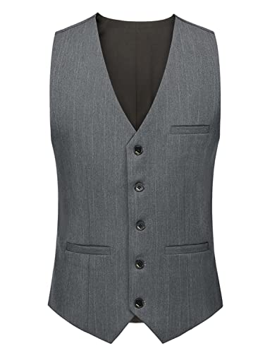 Gilet de costume à rayures pour homme coupe ajustée à simple boutonnage classique