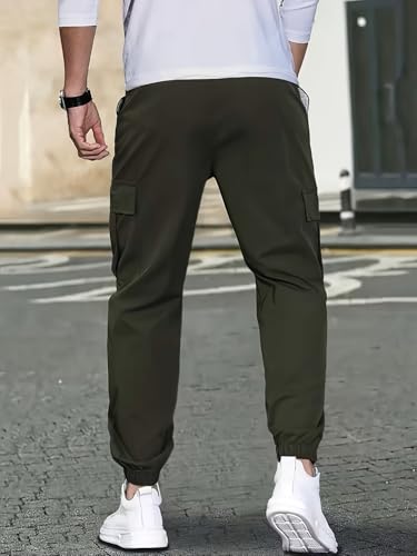 Image of ADBUCKS Men's Regular Fit low Rise Soild Cargos Style Joggers Casual Trousers