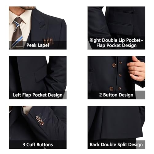 Men 3 Pieces Suits Slim Fit Formal Men Suit Blazer Vest Pants Peak Lapel Suits for Men 1 Button Prom Business Mens Tuxedo4