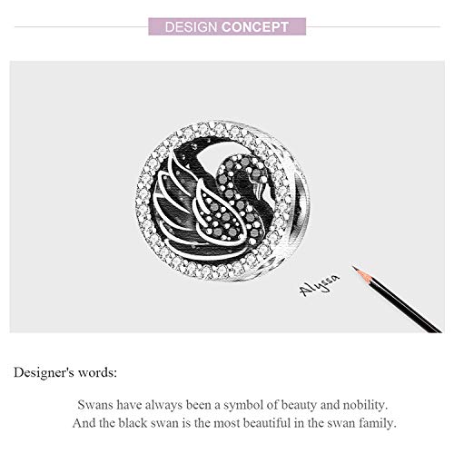 Bracelet Charm Bead Black Swan DIY Charm 925 Sterling Silver Fits Pandora Bracelet Necklace, European Charms Bracelet4
