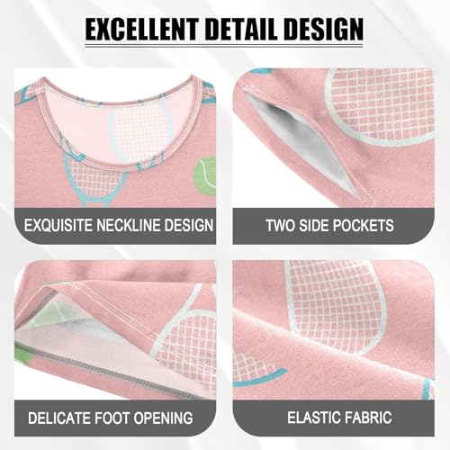 Pajama Short Sets Tennis Rackets and Balls Soft Cotton Summer Sleepwear 2 Piece PJS Size 5-14T3