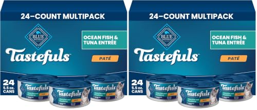 Image of Blue Buffalo Tastefuls Wet Cat Food Pate,Made with Natural Ingredients,Ocean Fish and Tuna Entree,5.5-oz Cans,(Pack of 48)
