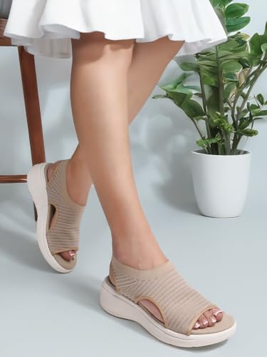 Image of Carlton London Women's Knitted Slip-On Wedge Sandals