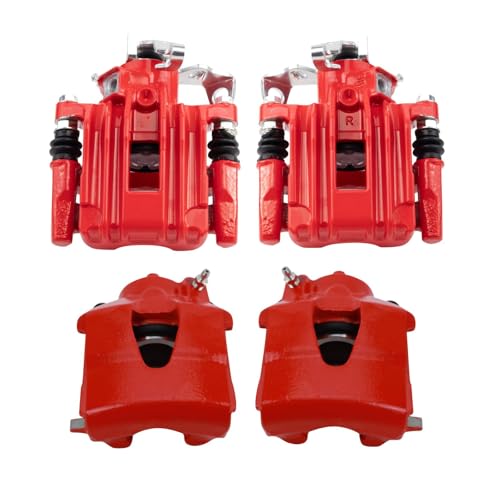 Image of TRQ Front and Rear Brake Caliper Set Performance Coated Brackets Compatible with 1998-2010 Volkswagen Beetle 1999-2006 Golf