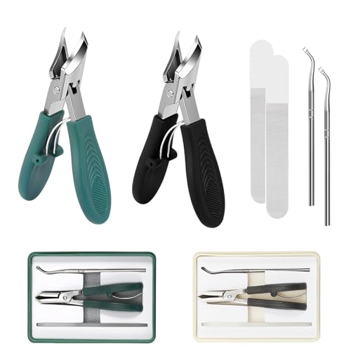 Lot de 3 Coupe-Ongles Incliné, Coupe Ongle avec Récipient Collecteur, Pince Ongle Incarné Coupe Ongle Pied Pince Coupe Ongles Coupes Ongles Professionnel (Vert,Noir)