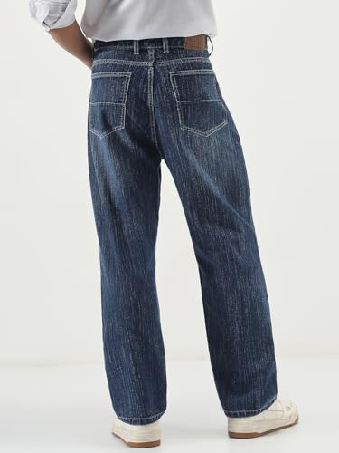 Image of Urbano Fashion Men's Loose Baggy Fit Washed Denim Jeans Non-Stretchable