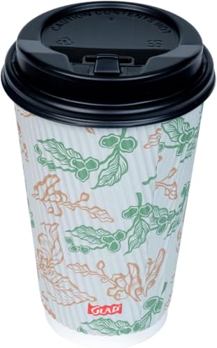 Glad Disposable Coffee Cups with Lids, Coffee Flower, 12 Oz, 50 Count, 2-Pk - image 7