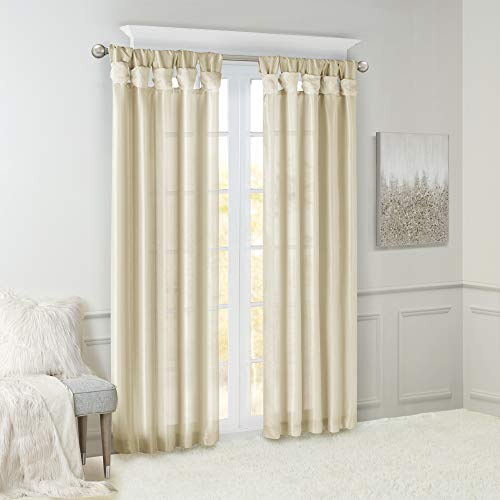 Madison Park Faux Silk Curtain with Privacy Lining, DIY Twist Tab Top, Window Drapes for Living Room Bedroom and Dorm, 100% - Image 3