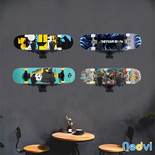 NEDVI Skateboard Wall Hanger Skateboard Holder Wall Hanger Display Wall Mounted Skateboard Holder Skateboard Holder Stand Space Saver Storage, Scooter Rack Skateboard Hook Skateboard Deck Holder - Thumbnail 6
