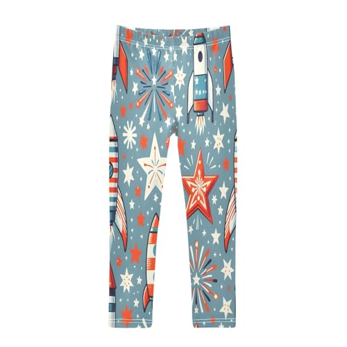 Bolaz Toddler Girls Leggings Printed Yoga Pants Leggings Rocket Fireworks for Kids