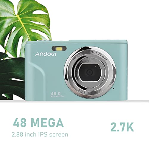Andoer Câmera digital portátil de 48 MP 1080p tela IPS de 2,4 polegadas com zoom de 16 x, focagem au