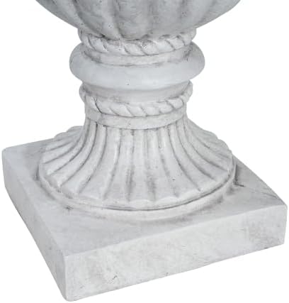 Patio Planter, Light Concrete Planter, Mid-Century Modern Urn, Garden Pot, Flower Urn for Backyard Home, Urn Planters for Outdoor Plants, Decorative Front Porch Planters Flower Pots (Antique White)