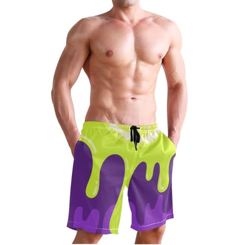 Asthetic Art Colorful Man Swimming Shorts Double Layer Board Shorts with Compression 8”/ 9” Long XL Plus Size Summer Days4
