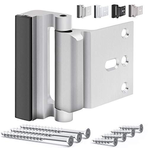 OYU Door Security Lock, Upgrade Home Security Door Lock & Reinforcement Lock with 3 inch Stop and 7 Screws, Door Lock Child Proof Security Door Stopper for Inward Swinging Door(Bright Sliver)