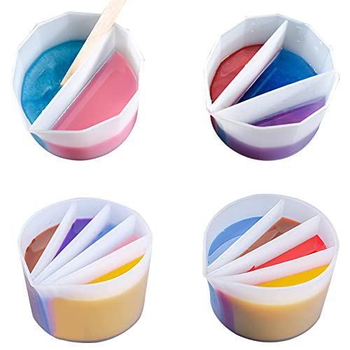 Ksvaye 4 Stück Acrylic Pouring Zubehör 2/3/4/5-Kanal Split Cup Silikon Geteilter Becher zum Ausgießen von Acrylfarben Acryl Pouring Farbgießbecher Silikongießbecher Ausgießbecher Cover