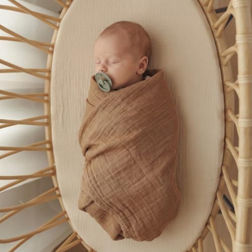 Image of Muslin Baby Swaddle Blanket 100% Organic Cotton 47 inch x 47 inch 2-Pack (Autumn Yellow /Natural)