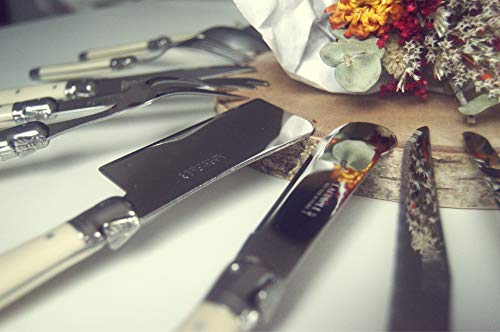 Laguiole-Andre-Verdier-Debutant-24-Piece-Flatware-Set-Steak-Knives-Forks-Soup-Spoons-Teaspoons-Black-Made-In-France