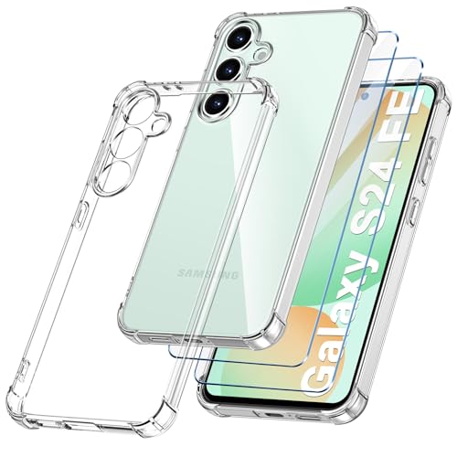 YisrLery 3 in 1 Phone Case Compatible with Samsung Galaxy S24 FE Case and 2 Pack Tempered Glass Screen Protector, Slim Soft TPU Shockproof Anti-Scratch Samsung S24 FE 5G Phone Case Silicone Clear YisrLery 3 in 1 Phone Case Compatible with Samsung Galaxy S24 FE Case and 2 Pack Tempered Glass Screen Protector, Slim Soft TPU Shockproof Anti-Scratch Samsung S24 FE 5G Phone Case Silicone Clear