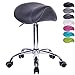 1stuff® Sattelhocker Sattelstuhl MULY - Sitzhöhe bis ca. 74cm - ergonomischer Rollhocker Bürohocker Arzthocker Arbeitshocker Praxishocker Drehhocker (Lederimitat dunkelgrau)