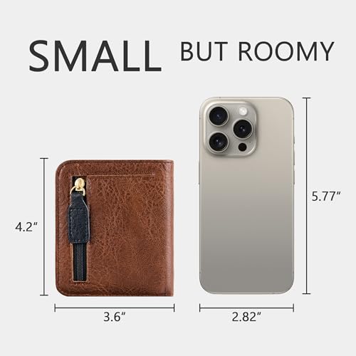 Image of Gostwo Small Wallet for Women, Slim Bifold Credit Card Holder, Compact RFID Blocking Cash Wallet, Billfolds Thin Leather Zipper Pocket, Mini Wallet Gift for Ladies Teen Girls Travel with ID Window