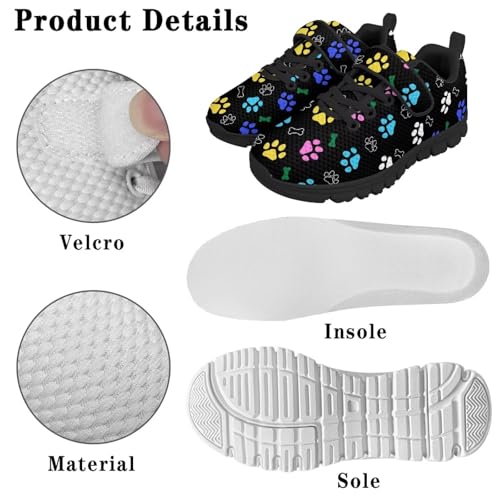 Fashion Tennis Sneakers Classic Casual Walking Shoes for Boys and Girls Comfort Cute Breathable Shock Absorption Air Shoes for Christmas Athletic US 11-15 Black Sole4