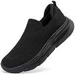 STQ Slip on Trainers Women Orthopedic Walking Shoes Arch Support Sneakers Lightweight Comfortable Mesh Memory Foam Tennis for Plantar Fascitis Nursing All Black 7.5 UK/9.5 US