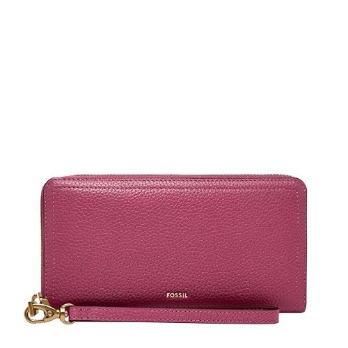 Image of Fossil Women's Logan Leather RFID-Blocking Zip Around Clutch Wallet with Wristlet Strap for Women