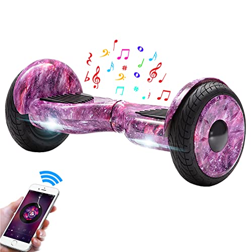Hoverboards de 10 Pouces, Hoverboard 700 Watts, Bluetooth et LED Auto-équilibré Scooter électrique Auto-équilibrage pour Enfant et Adult (Galaxie Rose)