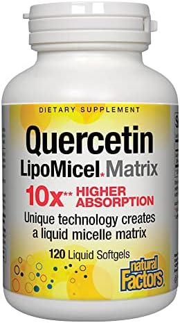 Natural Factors, Quercetin LipoMicel Matrix for Superior Absorption, 120 Liquid Softgels, 120 Softgels