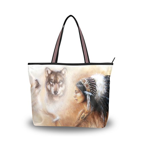 African Women Tote Bag for Women With Zipper Pocket Polyester Tote Purse