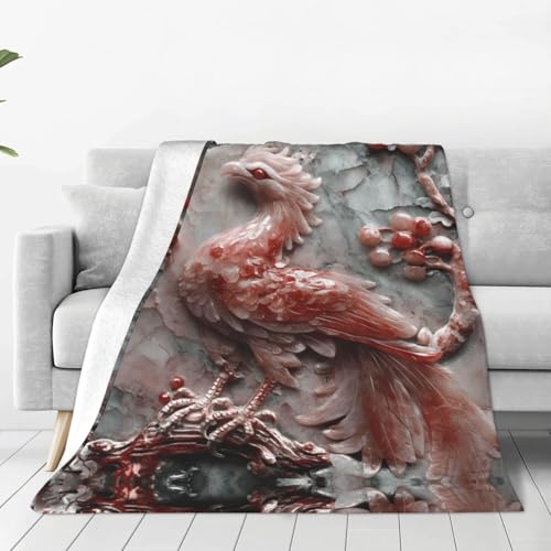 WBQLSL Manta de franela ultrasuave con estampado de pájaros de jade, manta de sofá para el hogar, manta de siesta, tapete de picnic de camping, 40 x 30 pulgadas