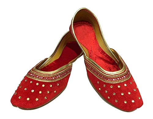 Punjabi Jutti Flat Red Wedding Shoes Khussa Shoes Indian Shoes Juti2