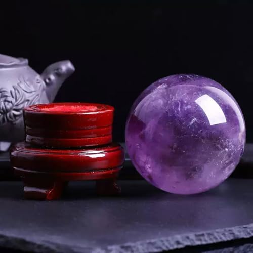 Sphère en améthyste cristal violet de 6cm avec son support pour décoration maison