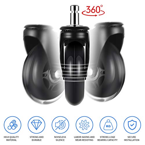 Jiehu Set di 5 Ruote per sedie da ufficio 10 x