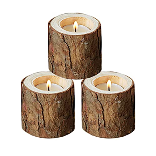 HZIYOU Wooden Tea Light Candle Holders Wood Tealight Holder Bulk Wood Slice Tealight Holder, for Wedding Table Centerpieces, Halloween |Christmas Party |Valentine's Day