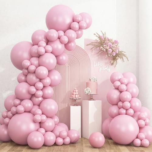 Image of RUBFAC Pink Balloons 135pcs Light Pastel Pink Balloon Different Sizes 18 12 10 5 Inch for Garland Arch Birthday Party Baby Shower Gender Reveal Wedding Anniversary Easter Decoration
